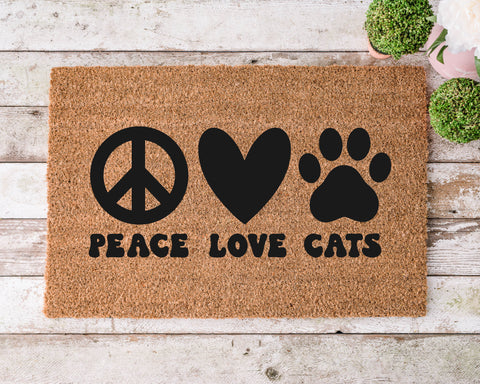 PETS - PEACE LOVE CATS DOORMAT